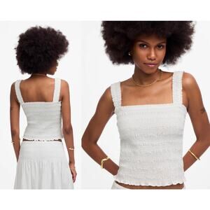 Madewell | NWT Poplin Smocked Tank in White | Sz XS